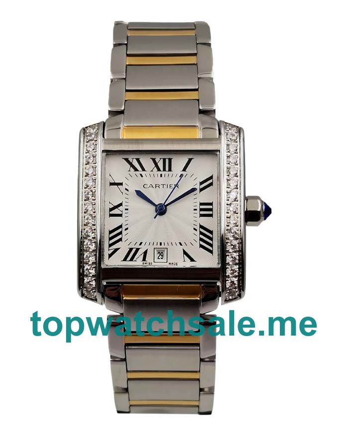 UK 29MM Silver Dials Cartier Tank Francaise W2TA0003 Replica Watches