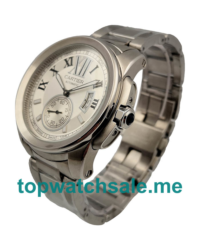 UK 42MM Silver Dials Calibre De Cartier W7100015 Replica Watches