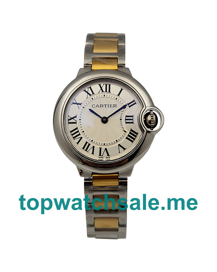 UK 33MM Silver Dials Cartier Ballon Bleu W2BB0002 Replica Watches