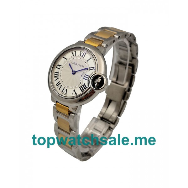UK 33MM Silver Dials Cartier Ballon Bleu W2BB0002 Replica Watches