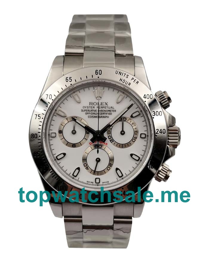UK Swiss Made Rolex Daytona 116520 Fake Watches With White Dials For Sale