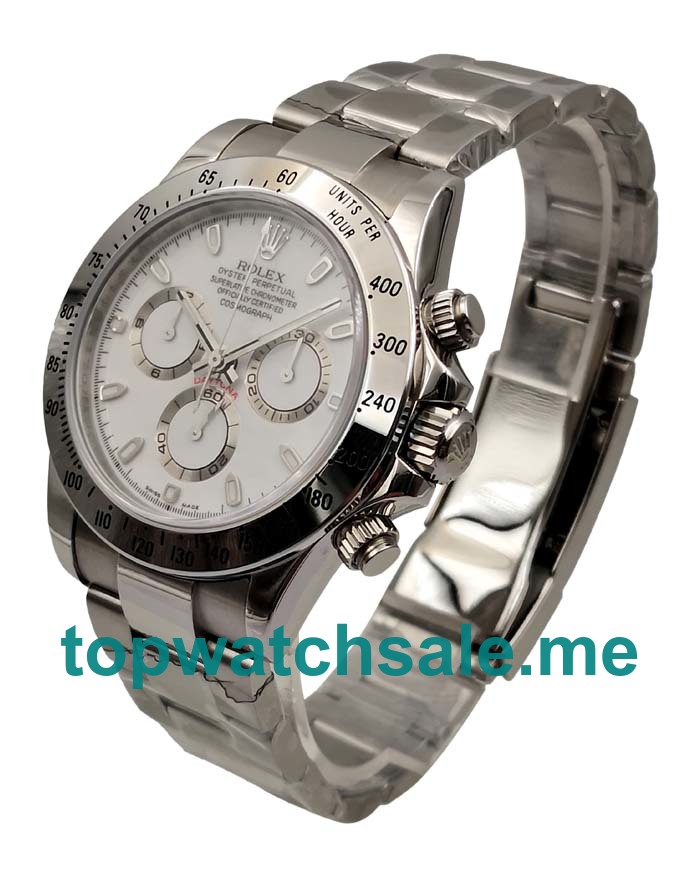 UK Swiss Made Rolex Daytona 116520 Fake Watches With White Dials For Sale