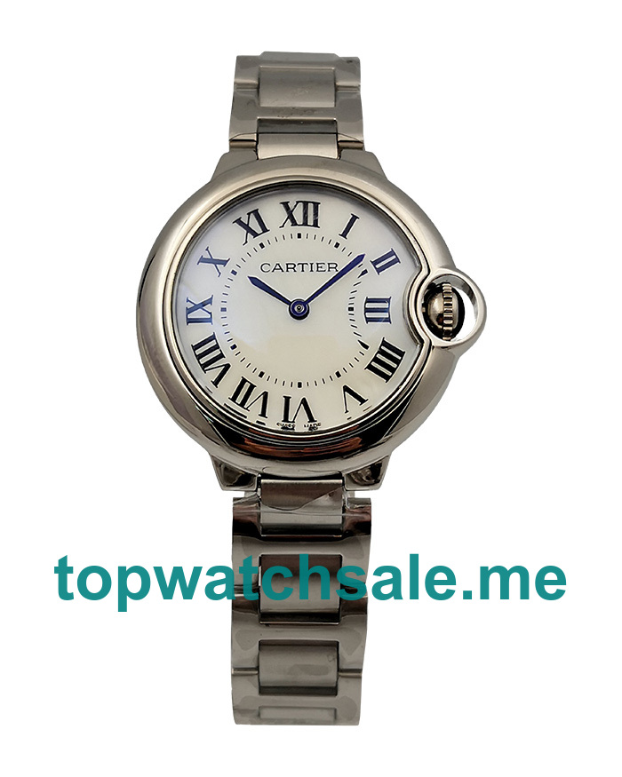 UK 33MM White Dials Cartier Ballon Bleu WSBB0045 Replica Watches