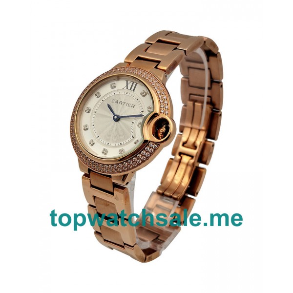 UK 33MM Rose Gold Replica Cartier Ballon Bleu WE902062 Watches
