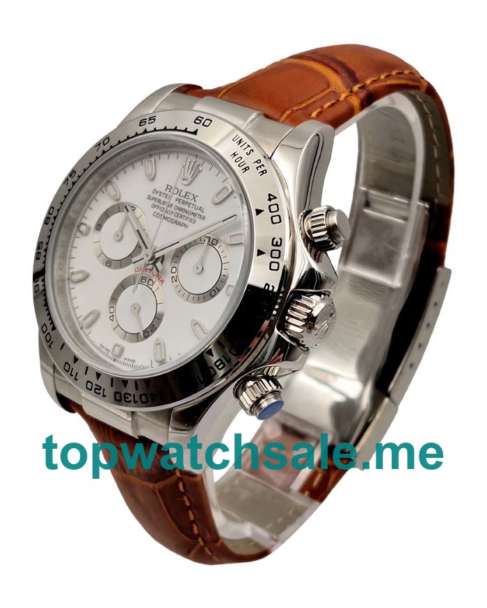 UK Best 1:1 Rolex Daytona 116520 Replica Watches With White Dials For Men