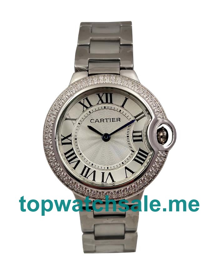UK 33MM Diamond Bezels Cartier Ballon Bleu W4BB0016 Replica Watches