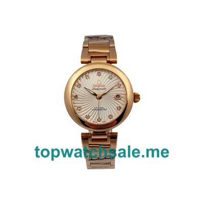UK 34MM Rose Gold Omega De Ville Ladymatic 425.60.34.20.55.001 Replica Watches