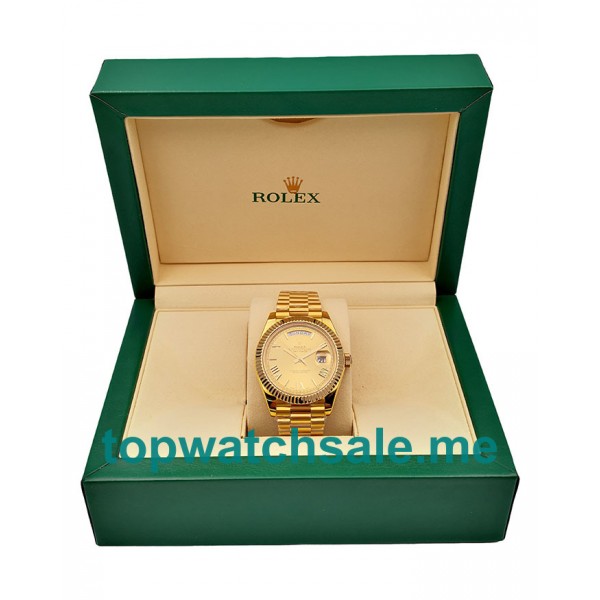 UK Best 1:1 Rolex Day-Date 228238 Fake Watches With Champagne Dials For Men