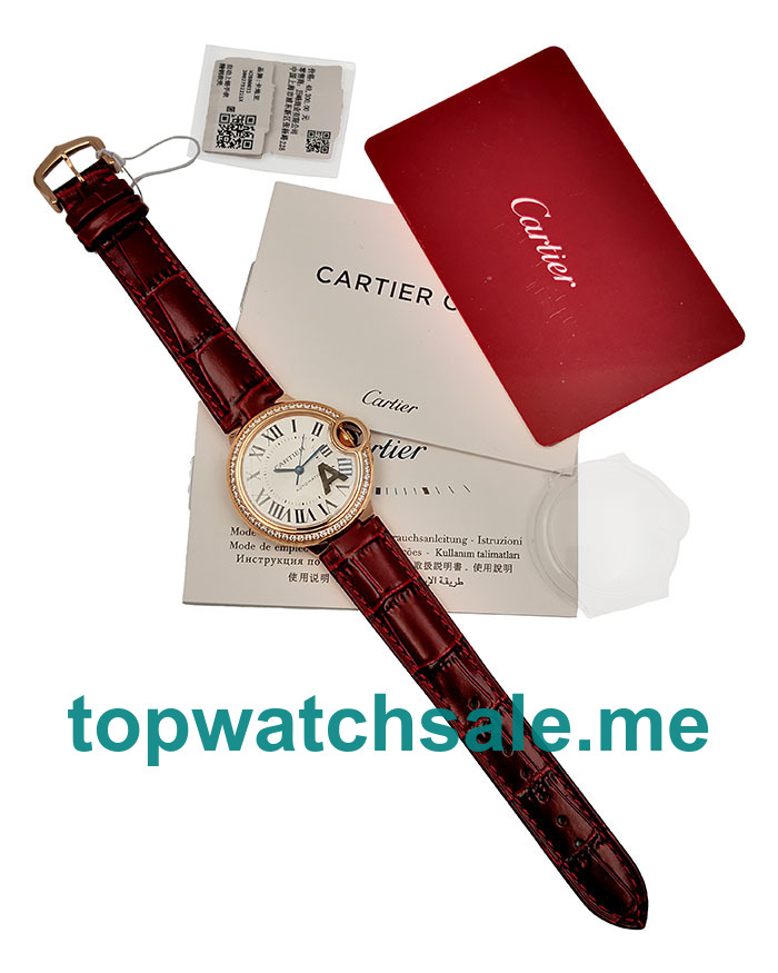 UK Cheap Cartier Ballon Bleu WJBB0033 Replica Watches With Silver Dials For Women