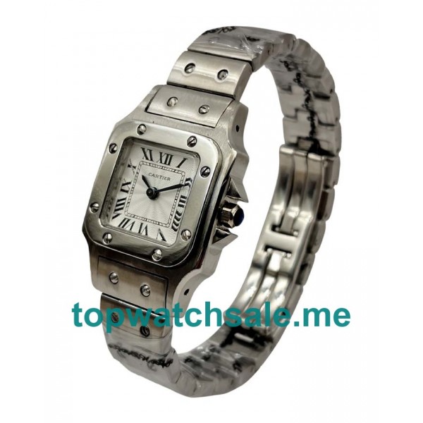 UK 24MM Sivler Dials Cartier Santos GALBEE W20056D6 Replica Watches