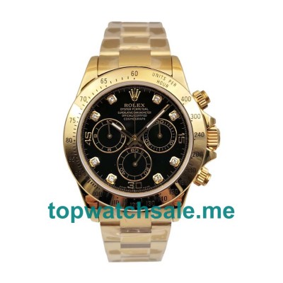 UK 40 MM Black Dials Rolex Daytona 116528 Replica Watches For Sale