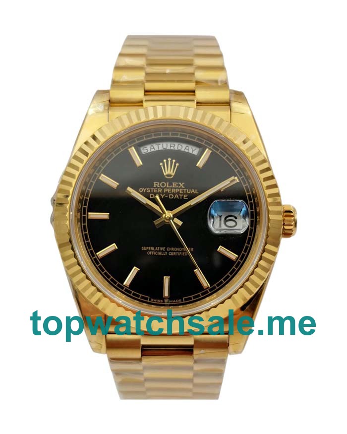UK Swiss Made Rolex Day-Date 228238 Fake Watches With Black Dials For Men