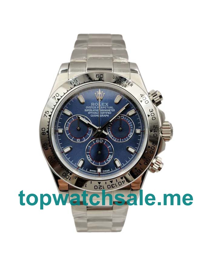 UK 40 MM AAA Quality Rolex Daytona 116509 Replica Watches With Blue Dials For Men