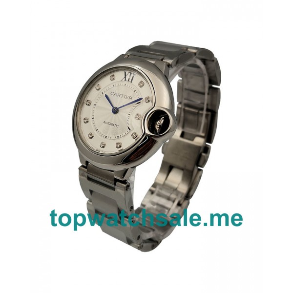 UK 36MM Silver Dials Cartier Ballon Bleu WE902074 Replica Watches