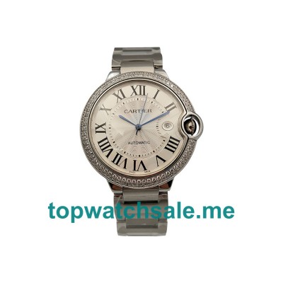 UK 42MM Silver Dials Cartier Ballon Bleu WE902035 Replica Watches