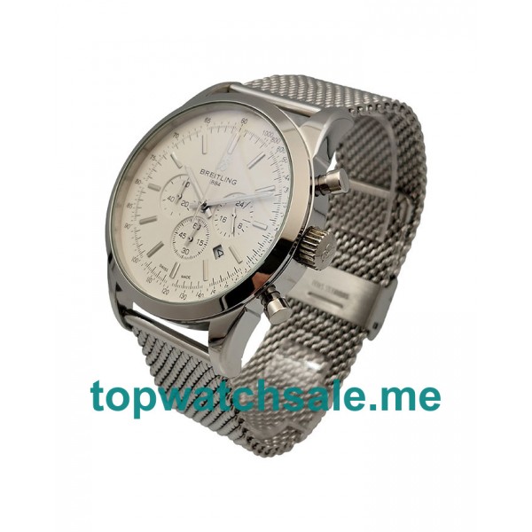 UK 45MM White Dials Breitling Transocean Chronograph AB0152 Replica Watches