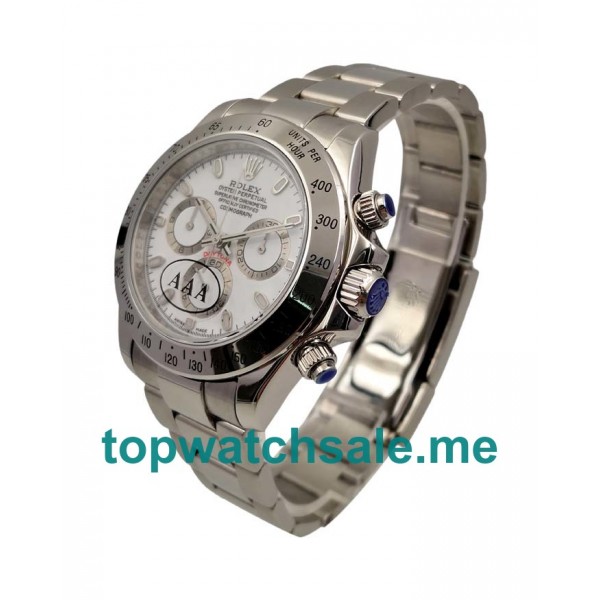 UK Top Quality Rolex Daytona 116520 Replica Watches With White Dials For Men