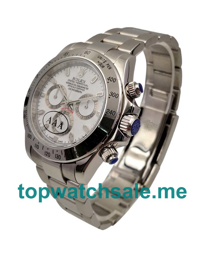 UK Top Quality Rolex Daytona 116520 Replica Watches With White Dials For Men