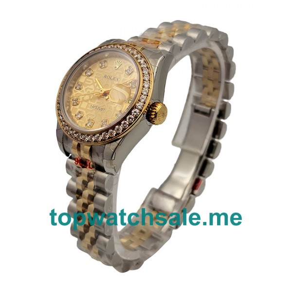 UK Swiss Made Rolex Lady-Datejust 179383 Replica Watches With Champagne Dials For Sale