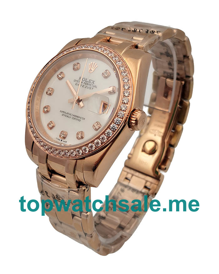 UK Best Quality Rolex Pearlmaster 81285 Replica Watches With Mother-Of-Pearl Dials For Women