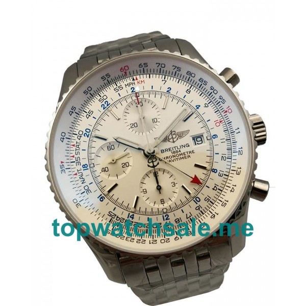 UK AAA Quality Breitling Navitimer World A24322 Replica Watches With White Dials For Men