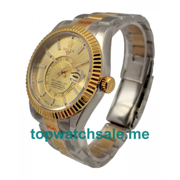 High Quality Rolex Sky-Dweller 326933 Replica Watches With Champagne Dials For Sale