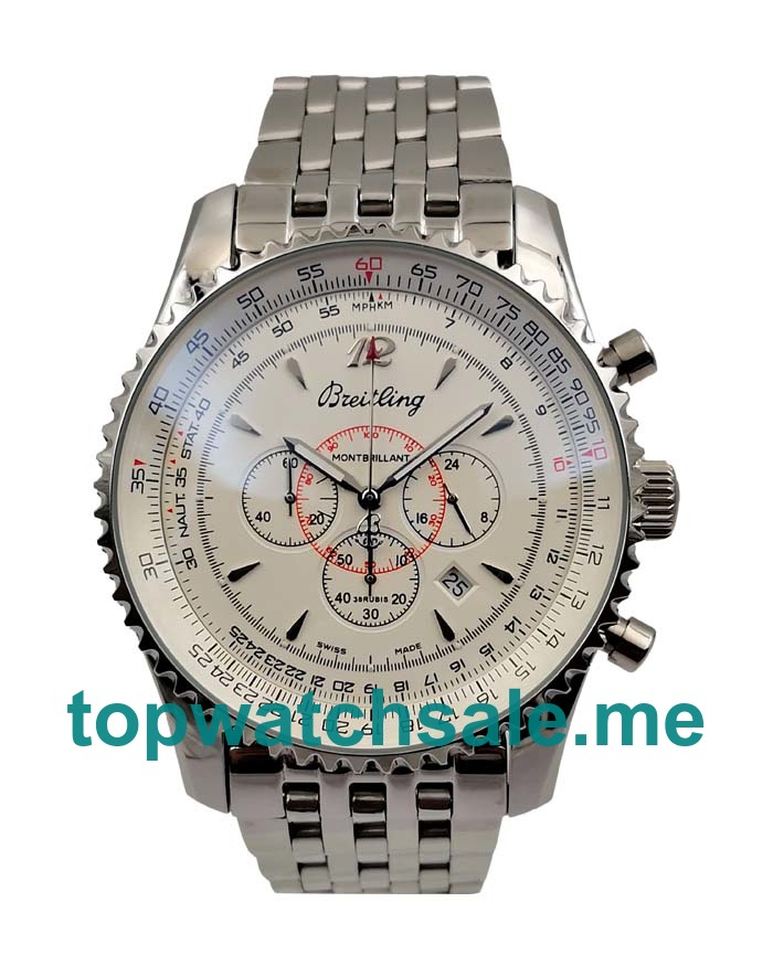 UK 46MM White Dials Breitling Montbrillant A41330 Replica Watches