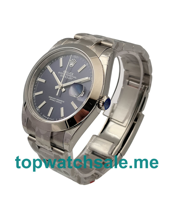 UK 41 MM AAA Quality Rolex Datejust 126300 Fake Watches With Blue Dials For Men