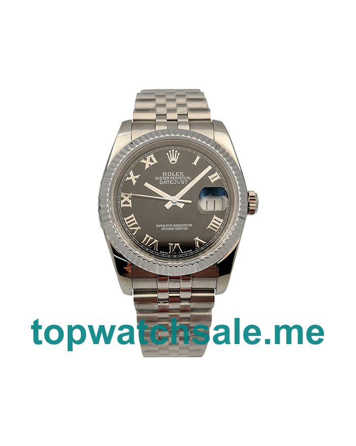 UK 36 MM Rolex Datejust 116234 Fake Watches With Black Dials For Sale