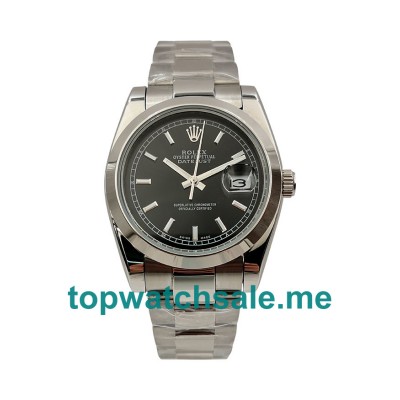 UK 36MM Replica Rolex Datejust 116200 Black Dials Watches