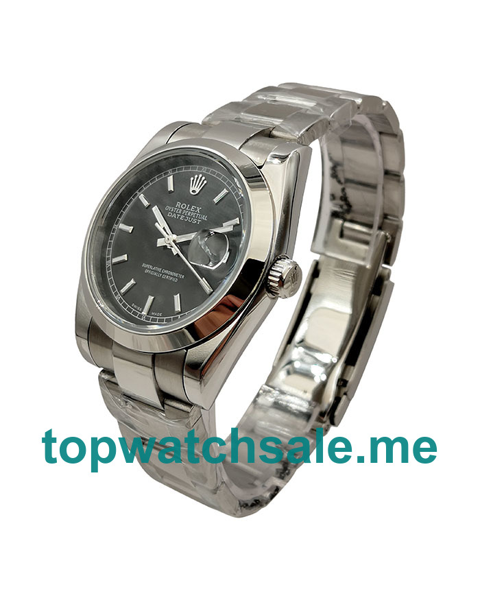 UK 36MM Replica Rolex Datejust 116200 Black Dials Watches