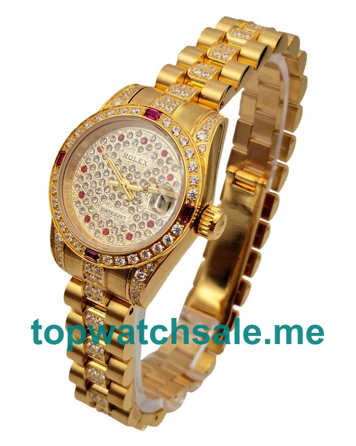 UK Swiss Made Rolex Lady-Datejust 179158 Replica Watches With Diamonds Dials For Women