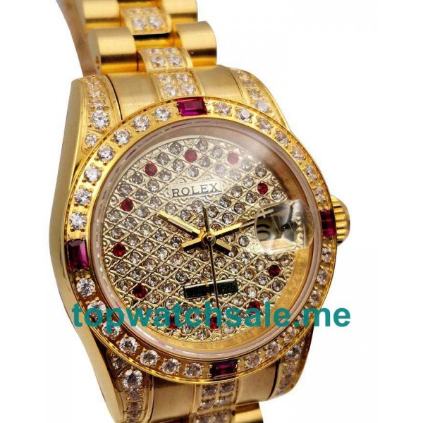 UK Swiss Made Rolex Lady-Datejust 179158 Replica Watches With Diamonds Dials For Women
