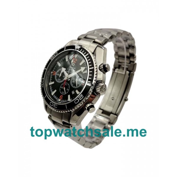 UK 43.5MM Black Dials Omega Seamaster Planet Ocean Chrono 2210.51.00 Replica Watches