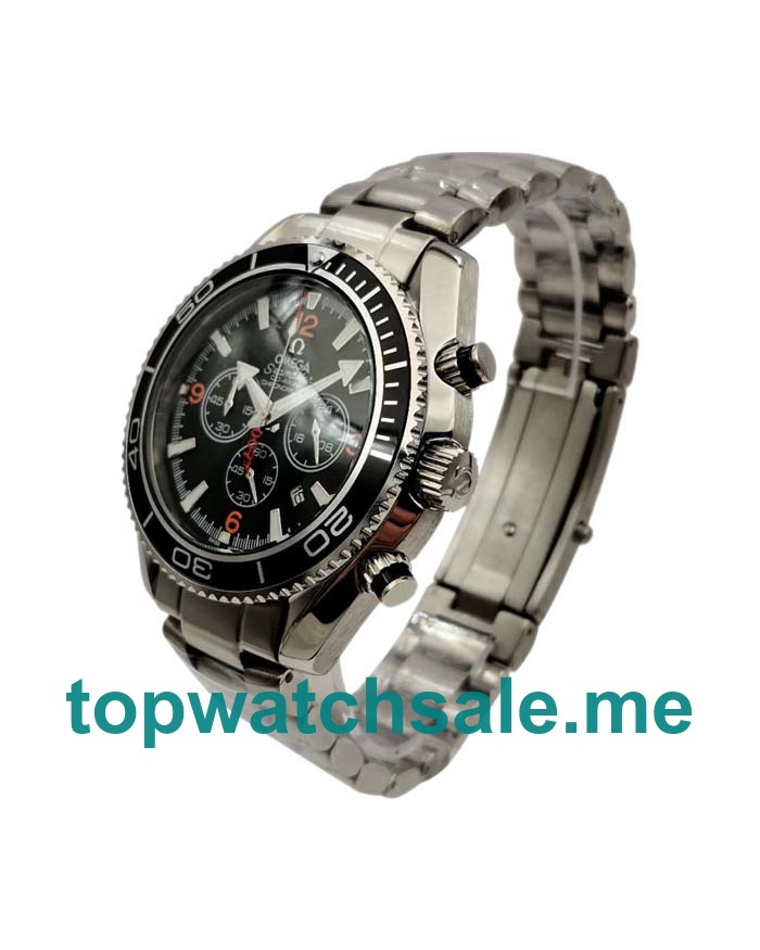 UK 43.5MM Black Dials Omega Seamaster Planet Ocean Chrono 2210.51.00 Replica Watches
