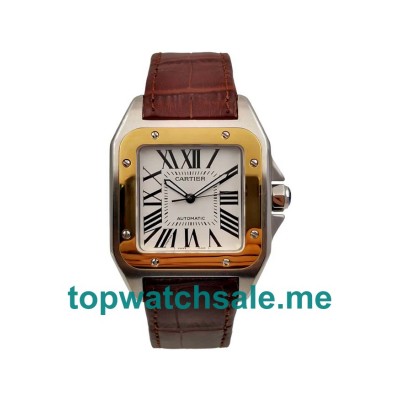 UK AAA Quality Fake Cartier Santos 100 W20107X7 With White Dials For Sale