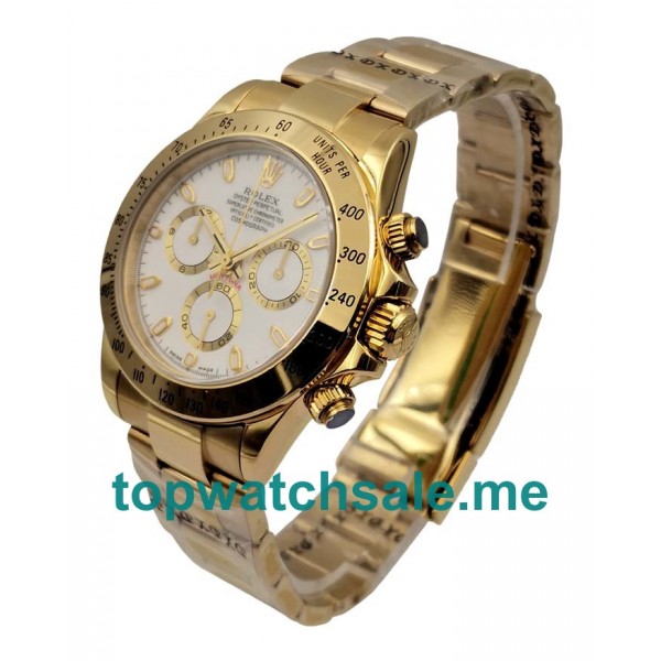 UK Best Quality Rolex Daytona 116528 Replica Watches With White Dials For Men