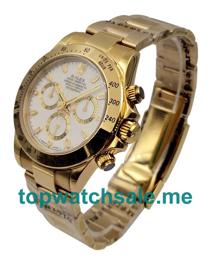 UK Best Quality Rolex Daytona 116528 Replica Watches With White Dials For Men