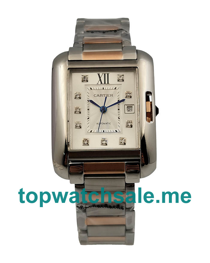 UK 30MM Silver Dials Cartier Tank Anglaise WT100025 Replica Watches