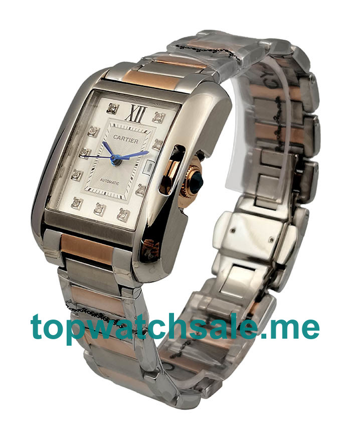 UK 30MM Silver Dials Cartier Tank Anglaise WT100025 Replica Watches