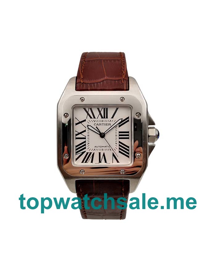 UK 39MM White Dials Cartier Santos 100 W20106X8 Replica Watches
