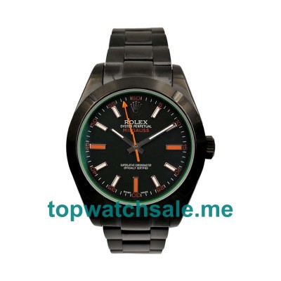 UK Cheap Rolex Milgauss 116400 GV Replica Watches With Black Dials For Men