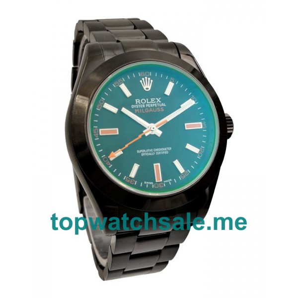 UK Cheap Rolex Milgauss 116400 GV Replica Watches With Black Dials For Men