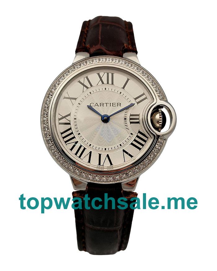 UK 33MM Silver Dials Cartier Ballon Bleu W4BB0016 Replica Watches