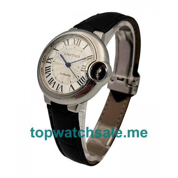 UK 33MM Silver Dials Cartier Ballon Bleu W6920085 Replica Watches