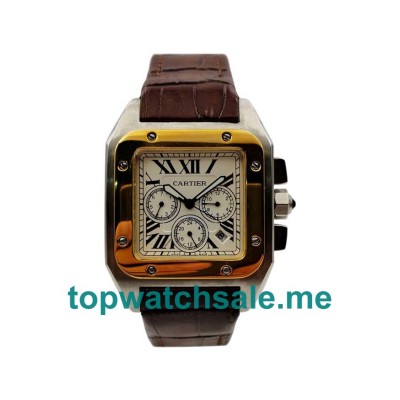 UK 42MM Silver Dials Cartier Santos 100 W20091X7 Replica Watches