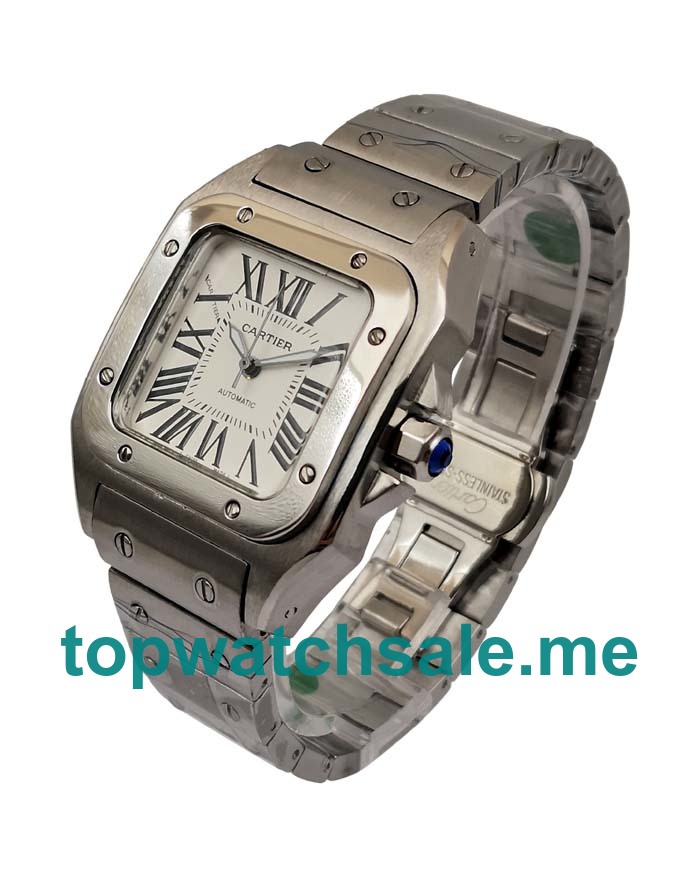 UK 33MM Silver Dials Cartier Santos W20055D6 Replica Watches