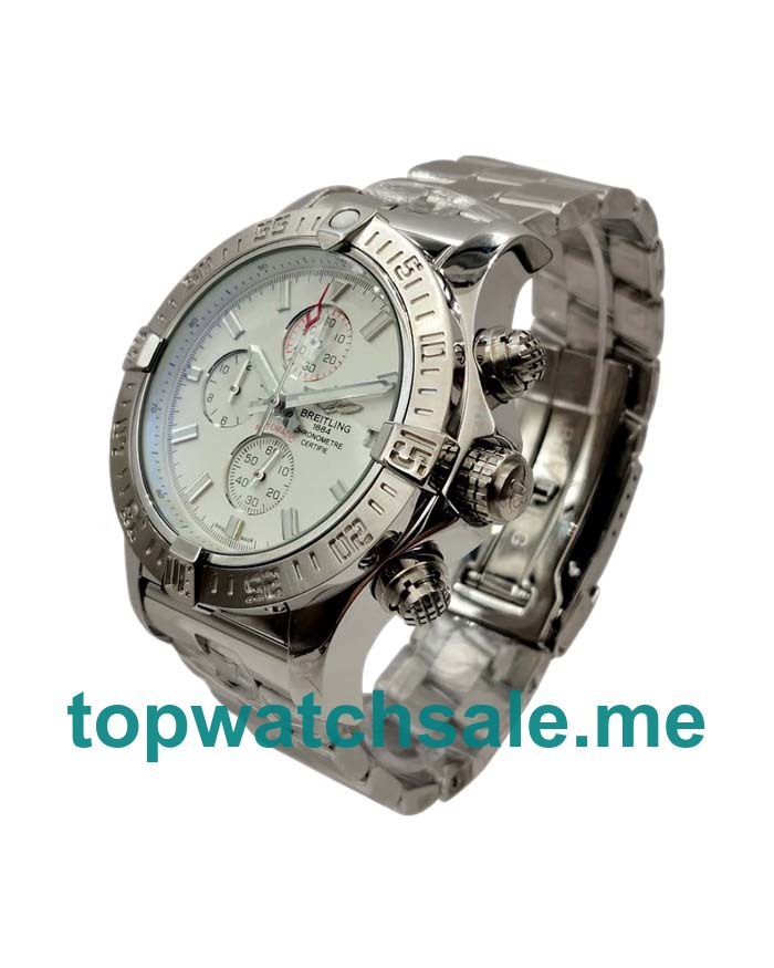 UK 48.4MM White Dials Breitling Super Avenger A13370 Replica Watches
