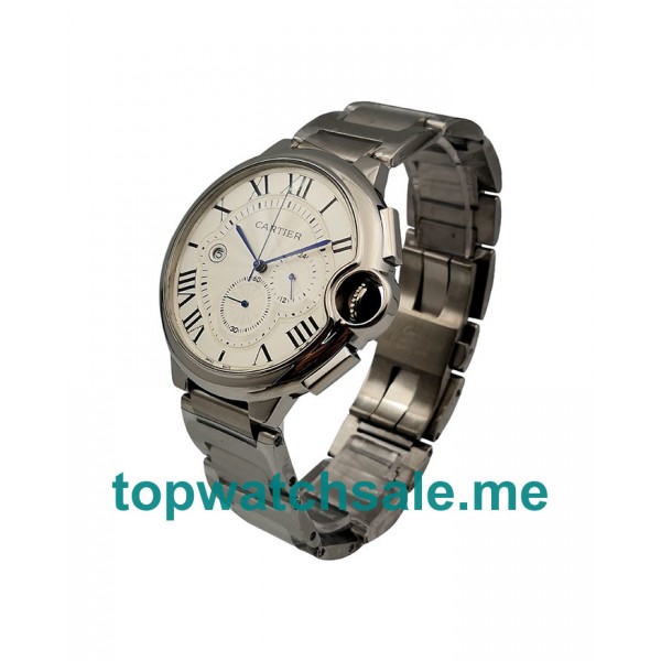 UK 44MM Silver Dials Cartier Ballon Bleu W6920002 Replica Watches