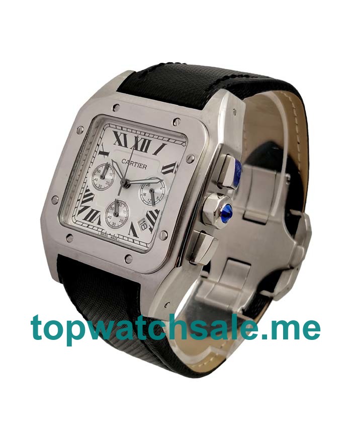 UK 41MM Silver Dials Cartier Santos 100 W20090X8 Replica Watches